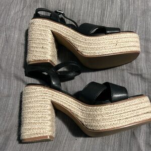 Black Espadrille Platform Sandals